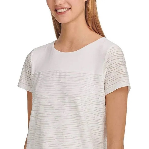 NWT | 449 Calvin Klein| Beautiful Flattering Women's Stretch Textured Shirt Top - Picture 4 of 12